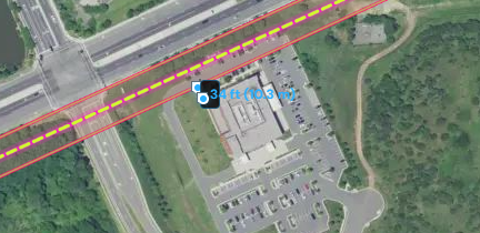 Aerial showing the rear of Inova HealthPlex emergency room, just 35 feet from the proposed Route 1F right-of-way
